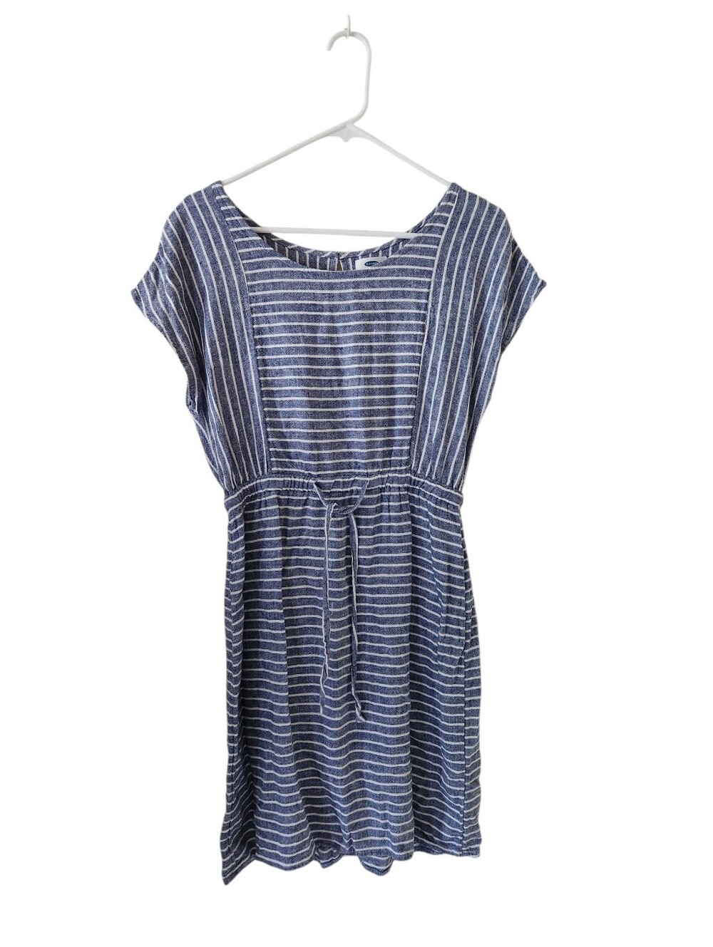 Old Navy Blue Striped Linen Blend Dress